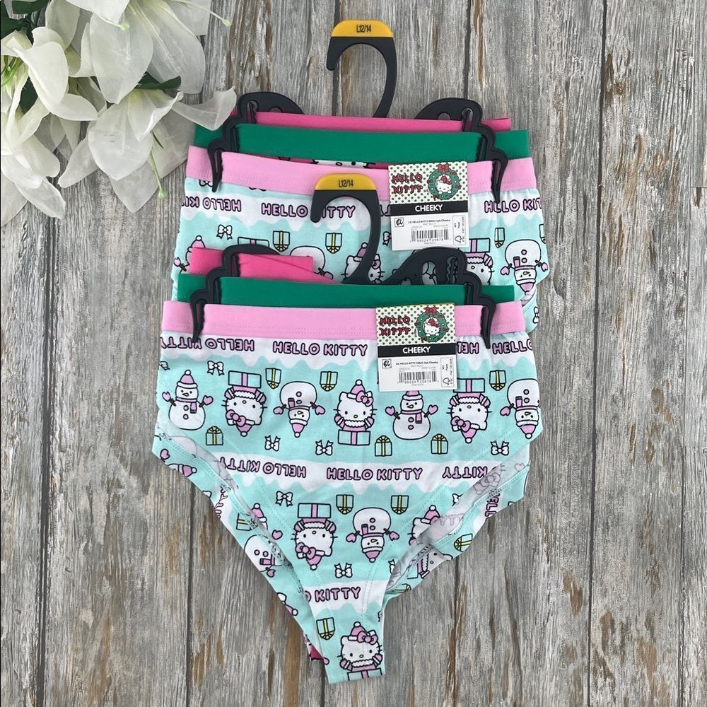 Women’s Hello Kitty Christmas Cheeky Panties Underwear 2, 3-Packs Size L